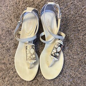 Coach Cross-Strap Sandals with Gold detail